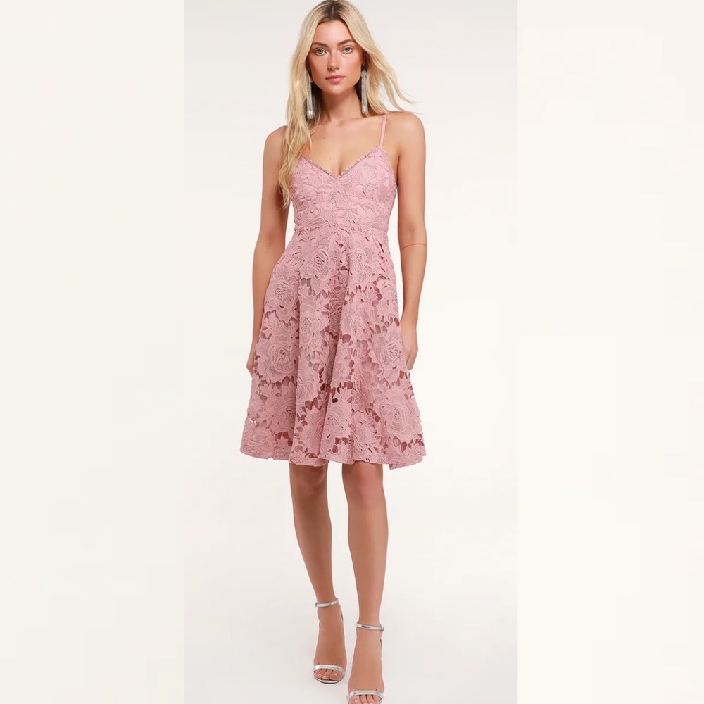 Lulus Nora Lee Dusty Rose Sleeveless Lace Midi Dress Size Small